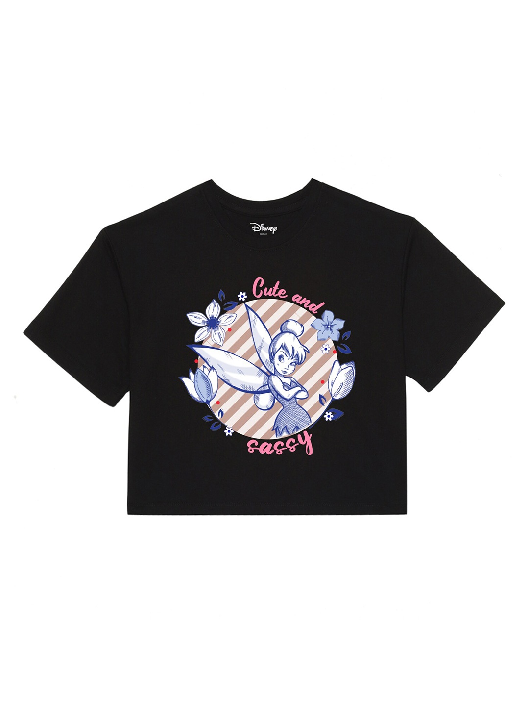 

Disney by Wear Your Mind Girls Black Printed Round Neck Pure Cotton T-shirt