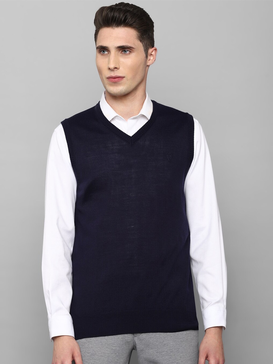 

Allen Solly Men Navy Blue Sweater Vest