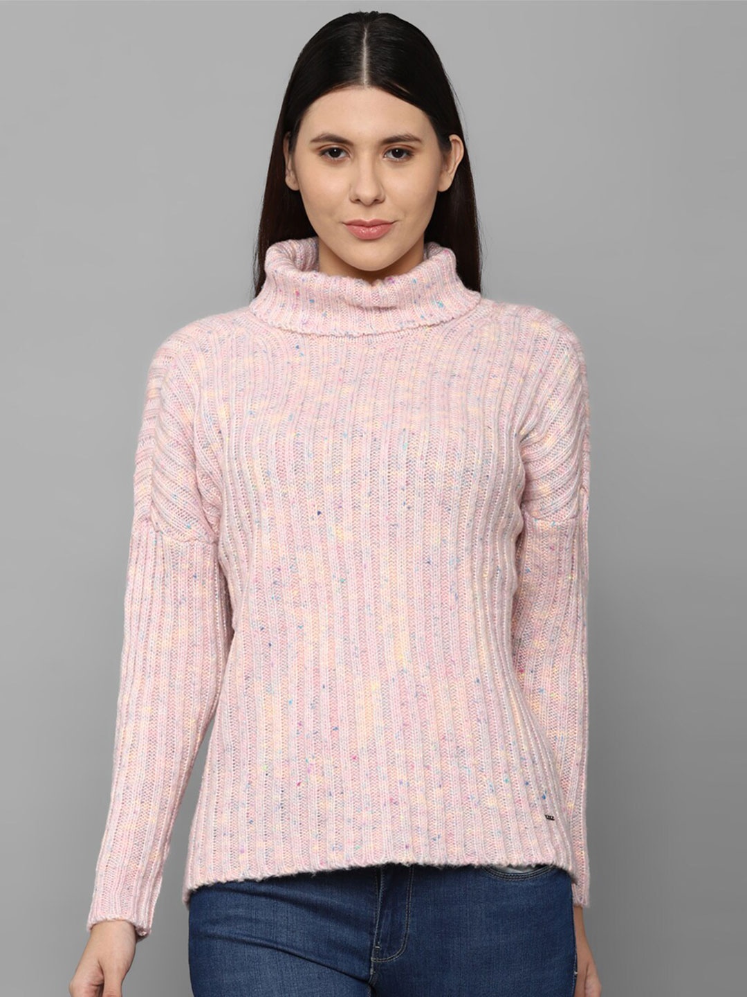 

Allen Solly Woman Women Pink Ribbed Cotton Pullover
