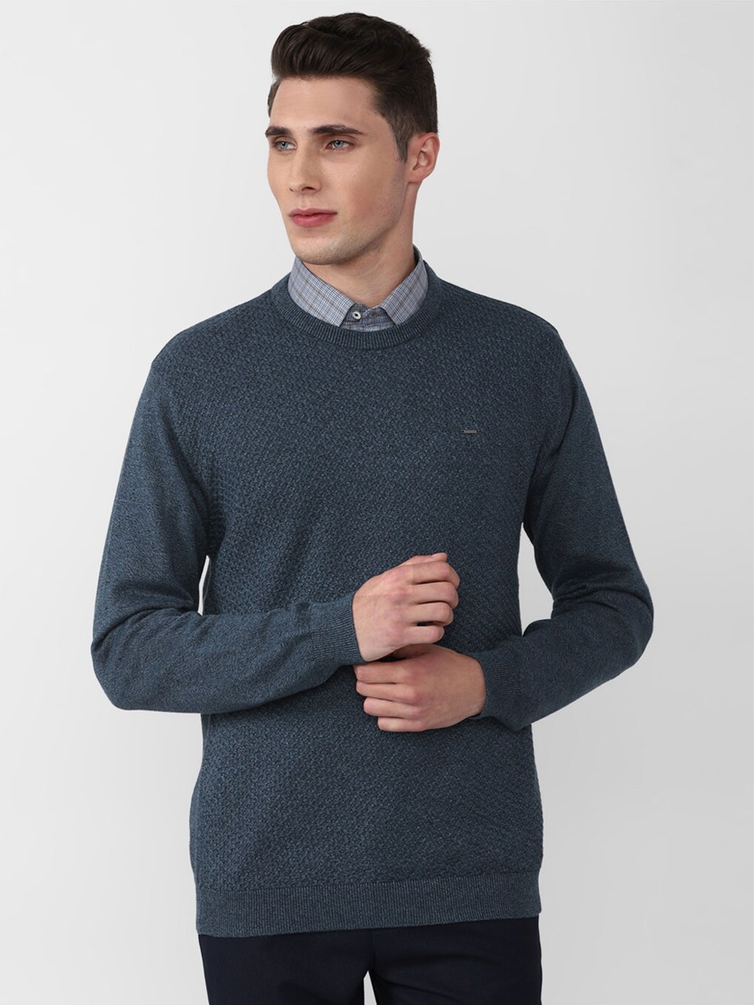 

Van Heusen Men Navy Blue Cotton Pullover