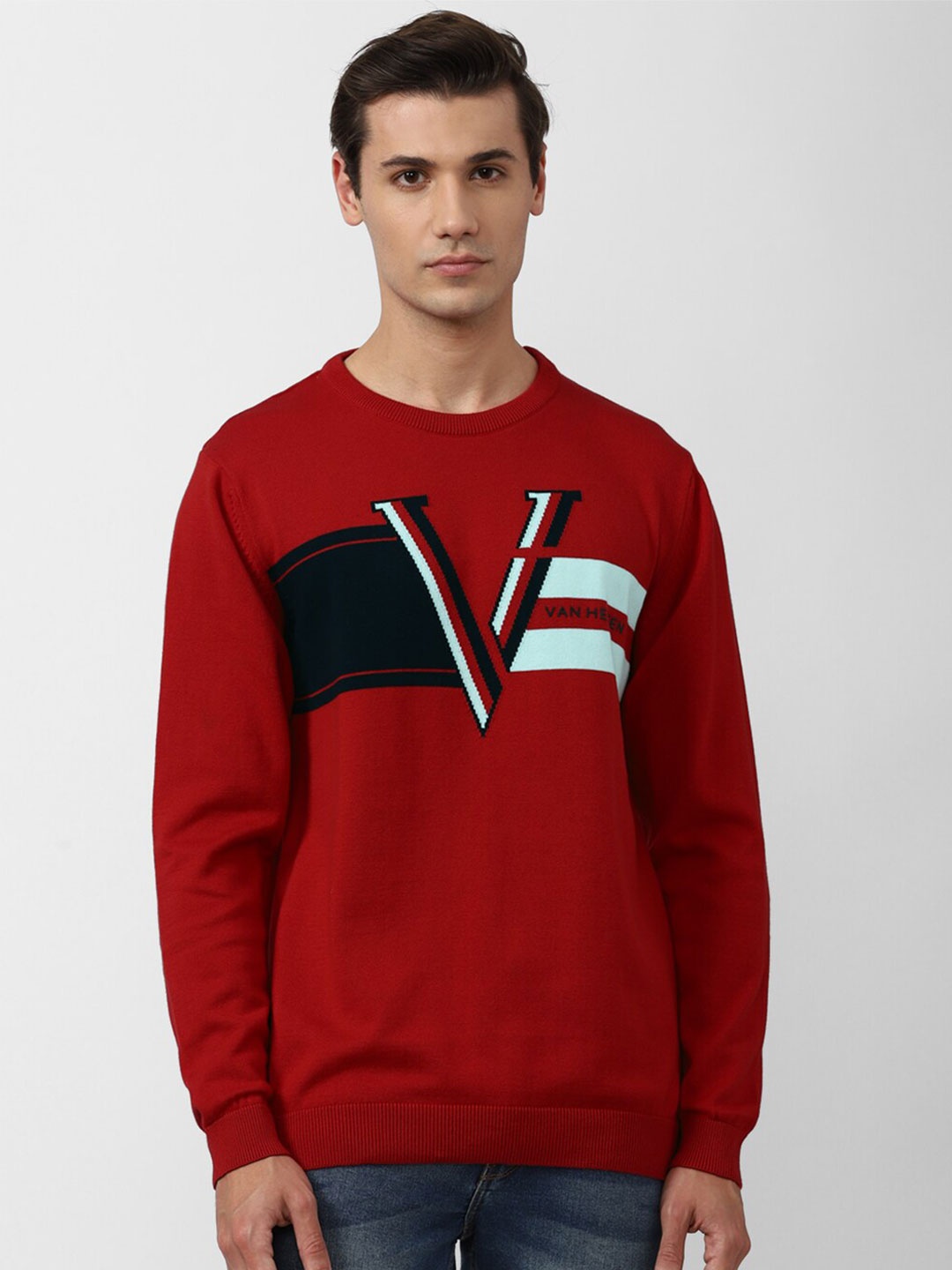 

Van Heusen Sport Men Red & Blue Cotton Pullover