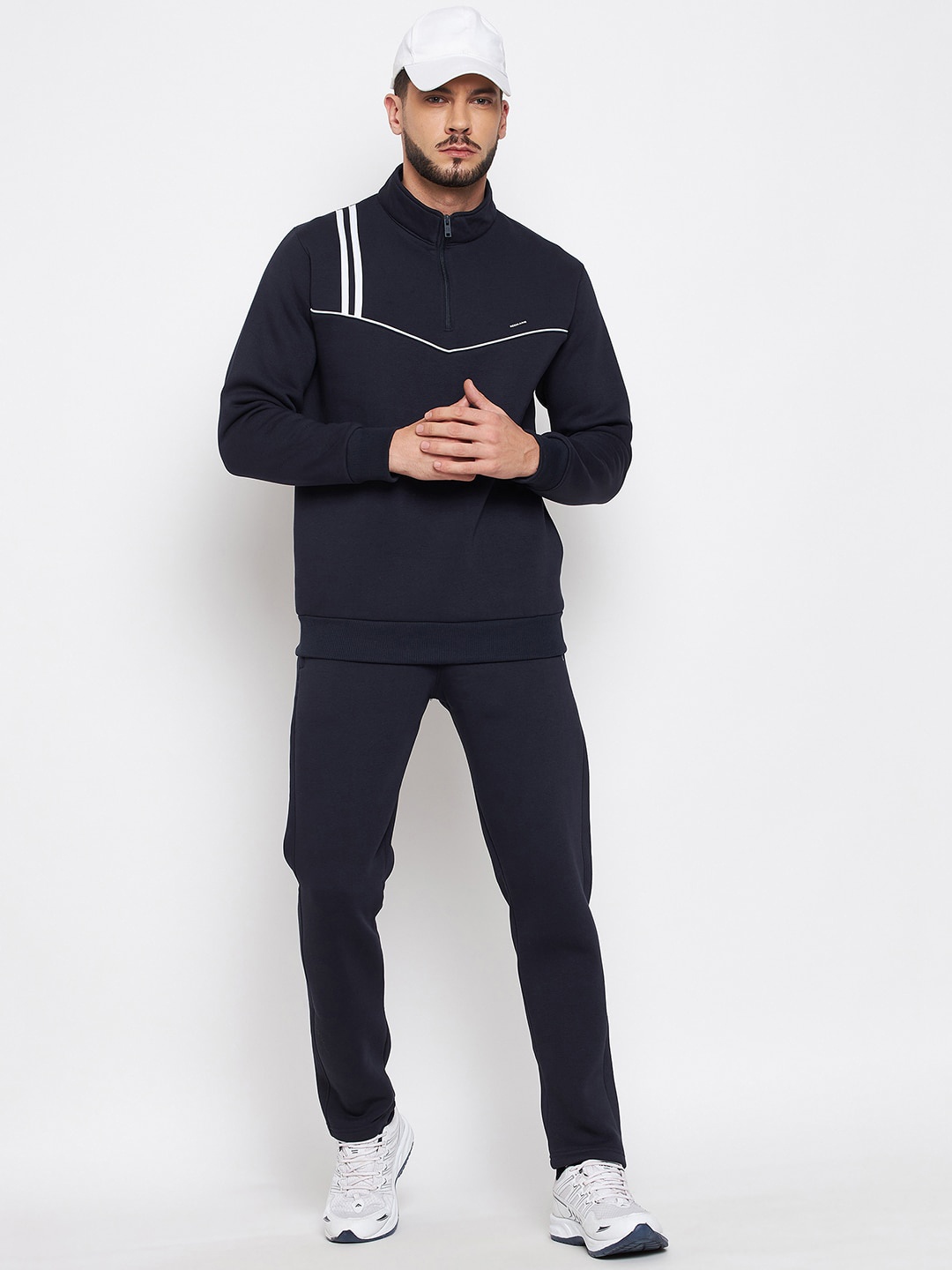 

Okane Men Navy Blue Solid Slim Fit Tracksuits