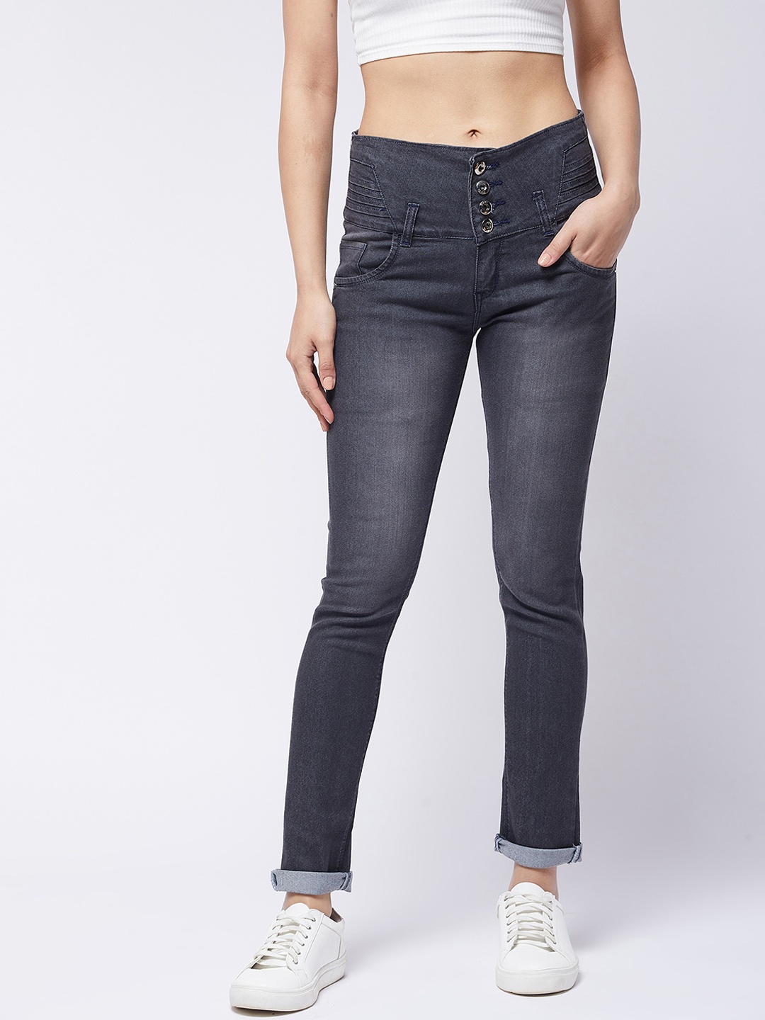 

Purple Feather Women Grey Skinny Fit Stretchable Cotton Jeans