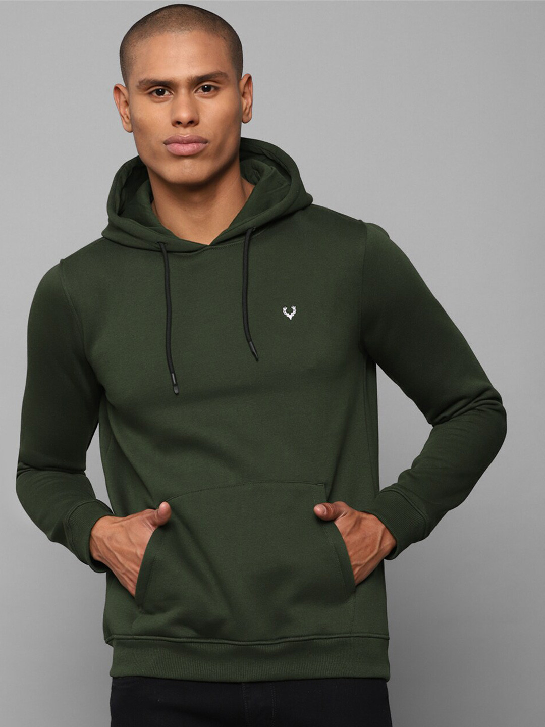 

Allen Solly Men Green Hooded Cotton Pullover