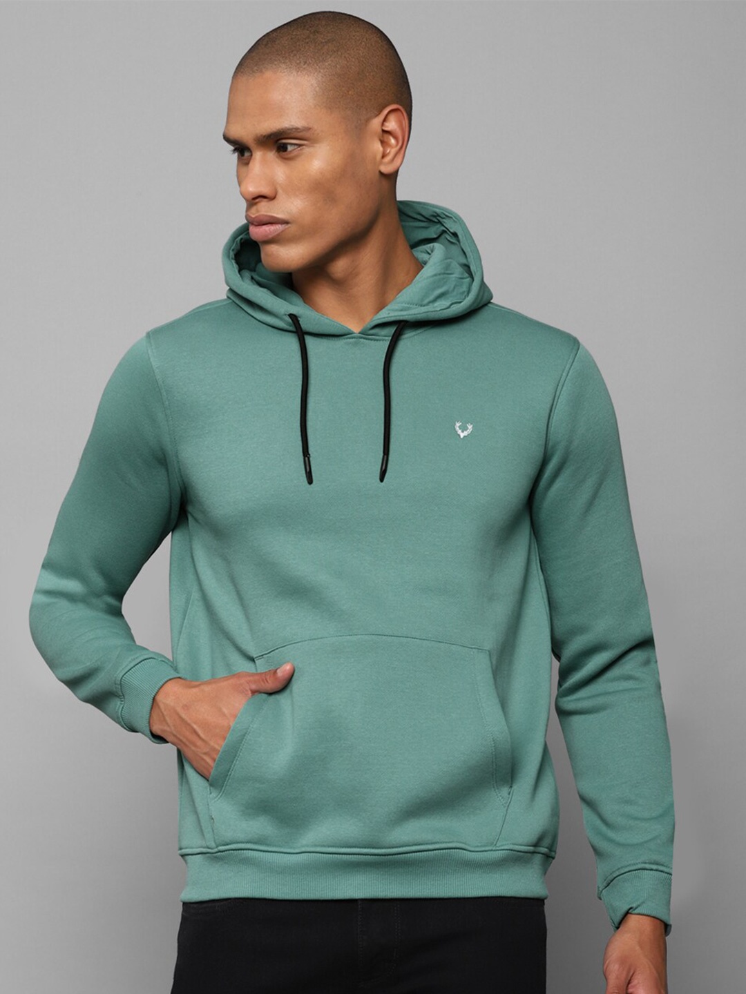 

Allen Solly Men Green Hooded Cotton Pullover