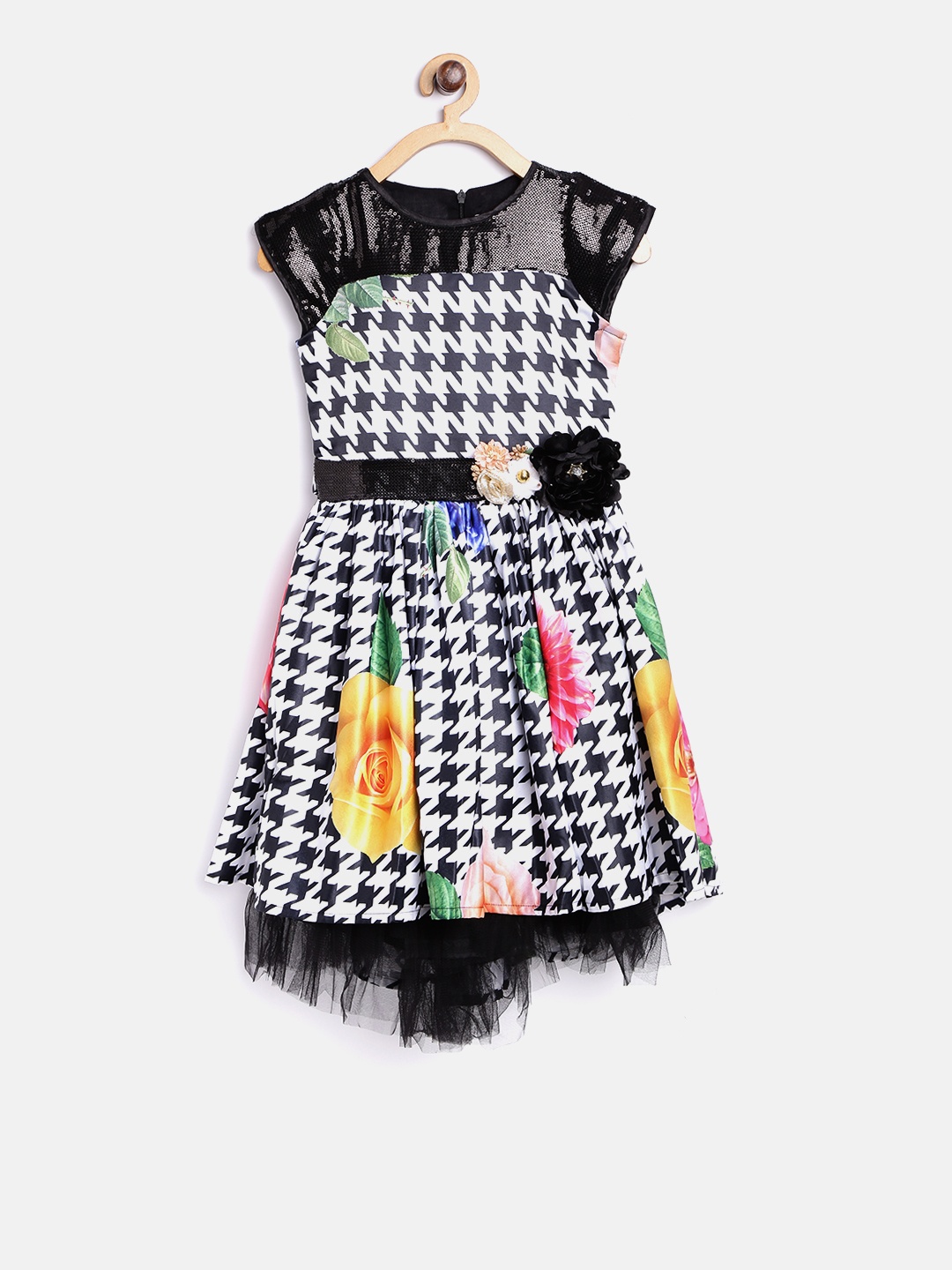 

Tiny Girl Girls Black & White Printed Fit & Flare Dress