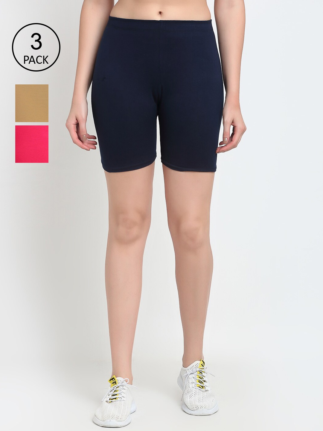 

GRACIT Women Pack of 3 Sports Shorts, Pink
