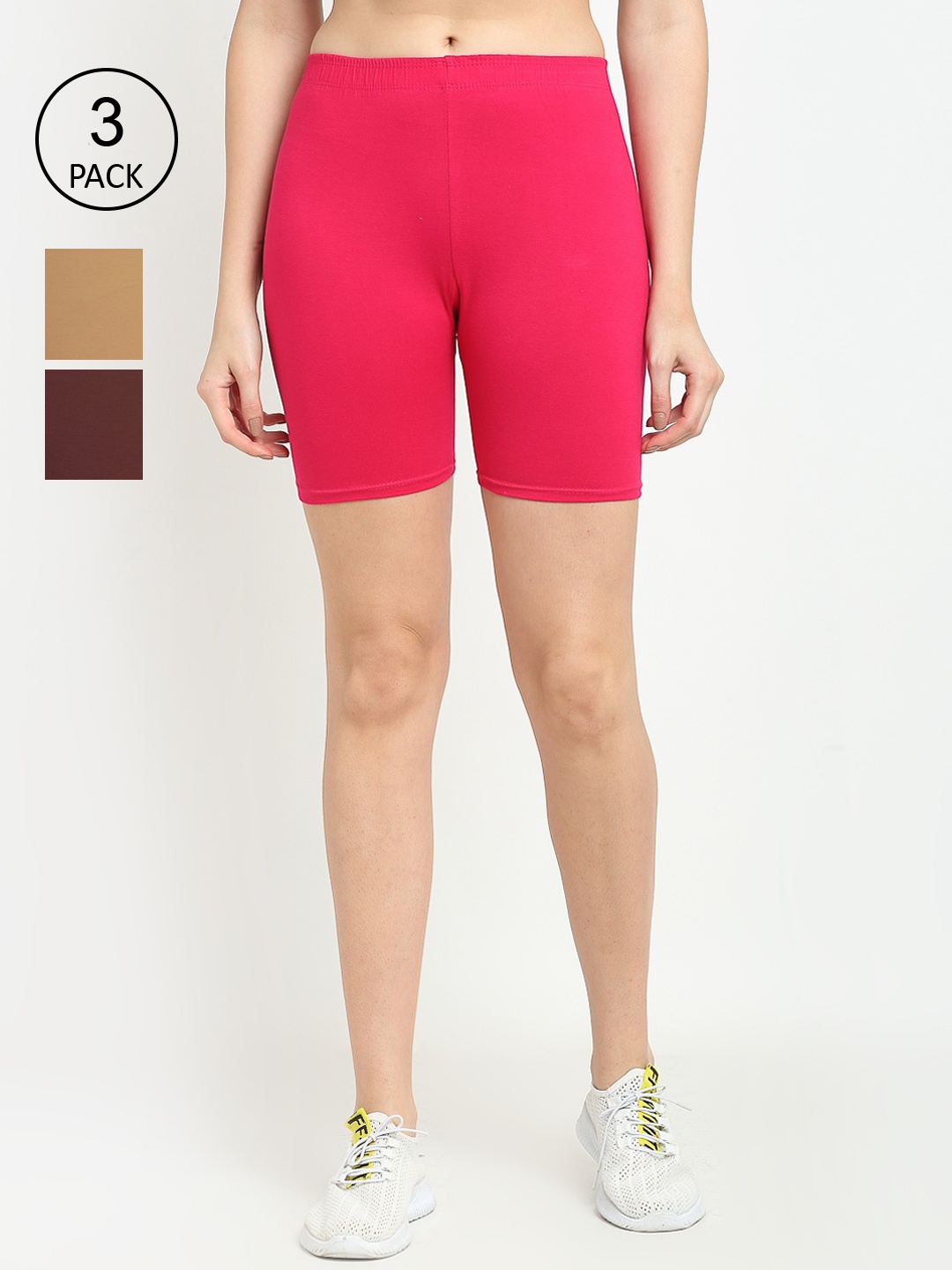 

GRACIT Women Pack of 3 Sports Shorts, Pink