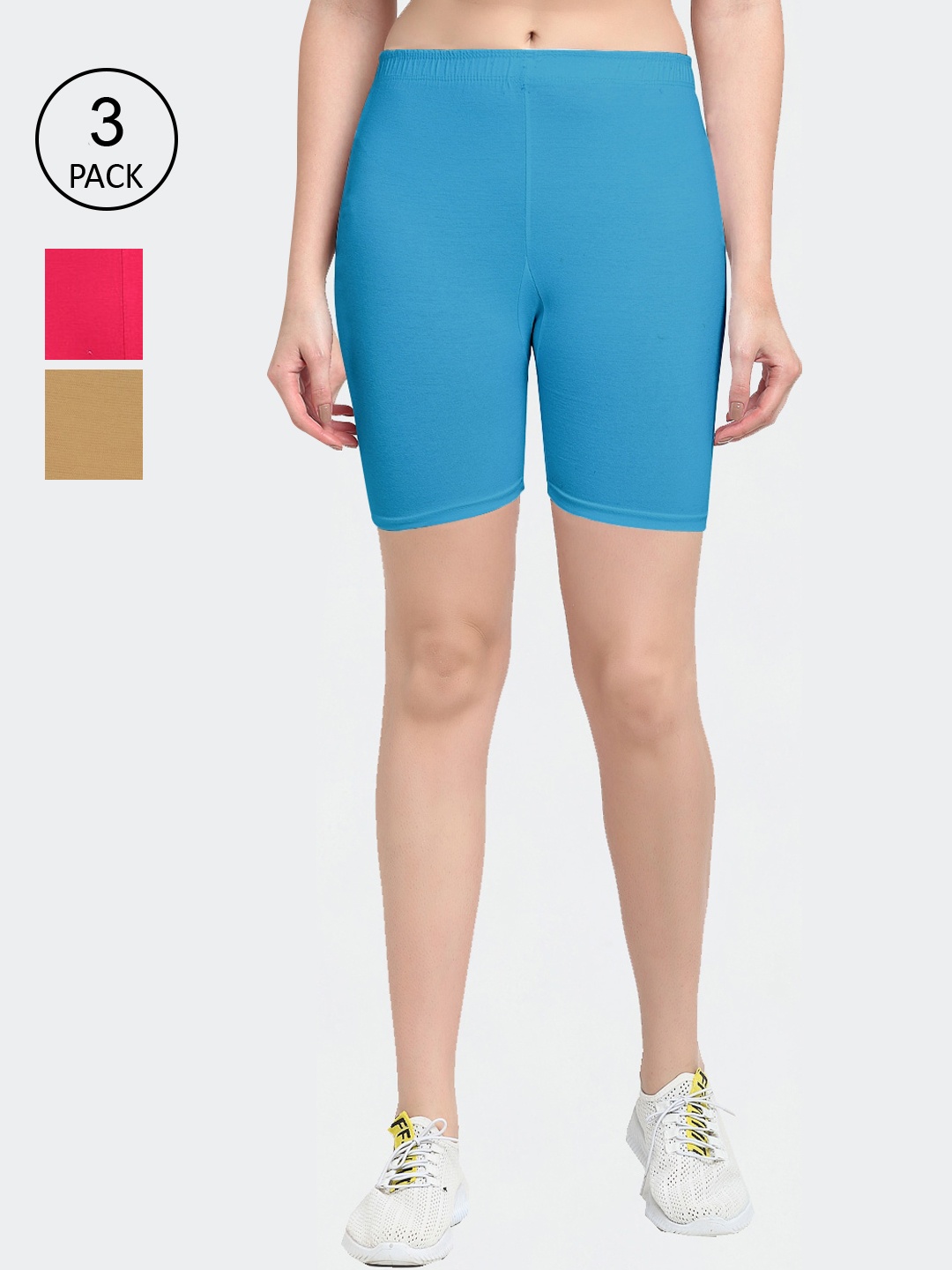 

GRACIT Women Pack of 3 Sports Shorts, Pink