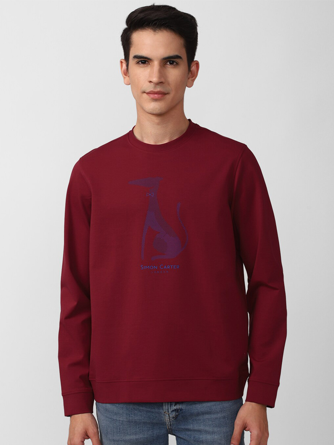 

SIMON CARTER LONDON Men Maroon Printed Sweatshirt