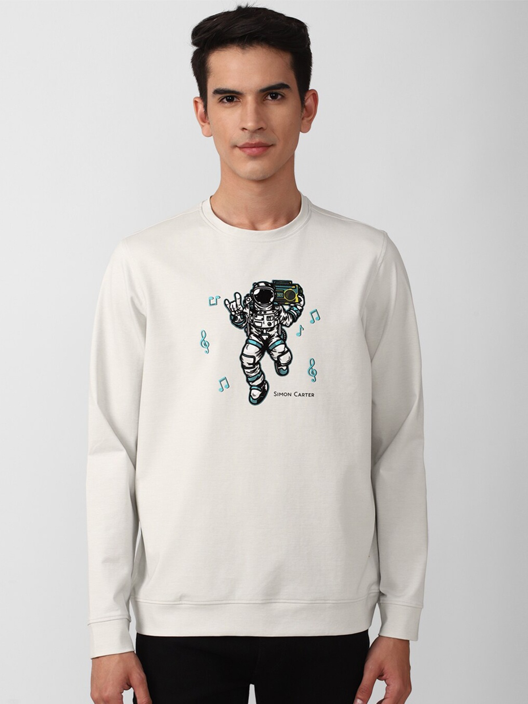 

SIMON CARTER LONDON Men Cream-Coloured Printed Sweatshirt