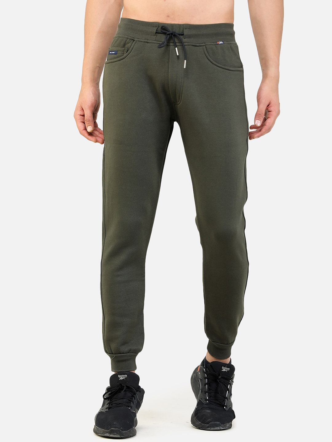 

COLVYNHARRIS JEANS Men Olive Green Solid Cotton Joggers