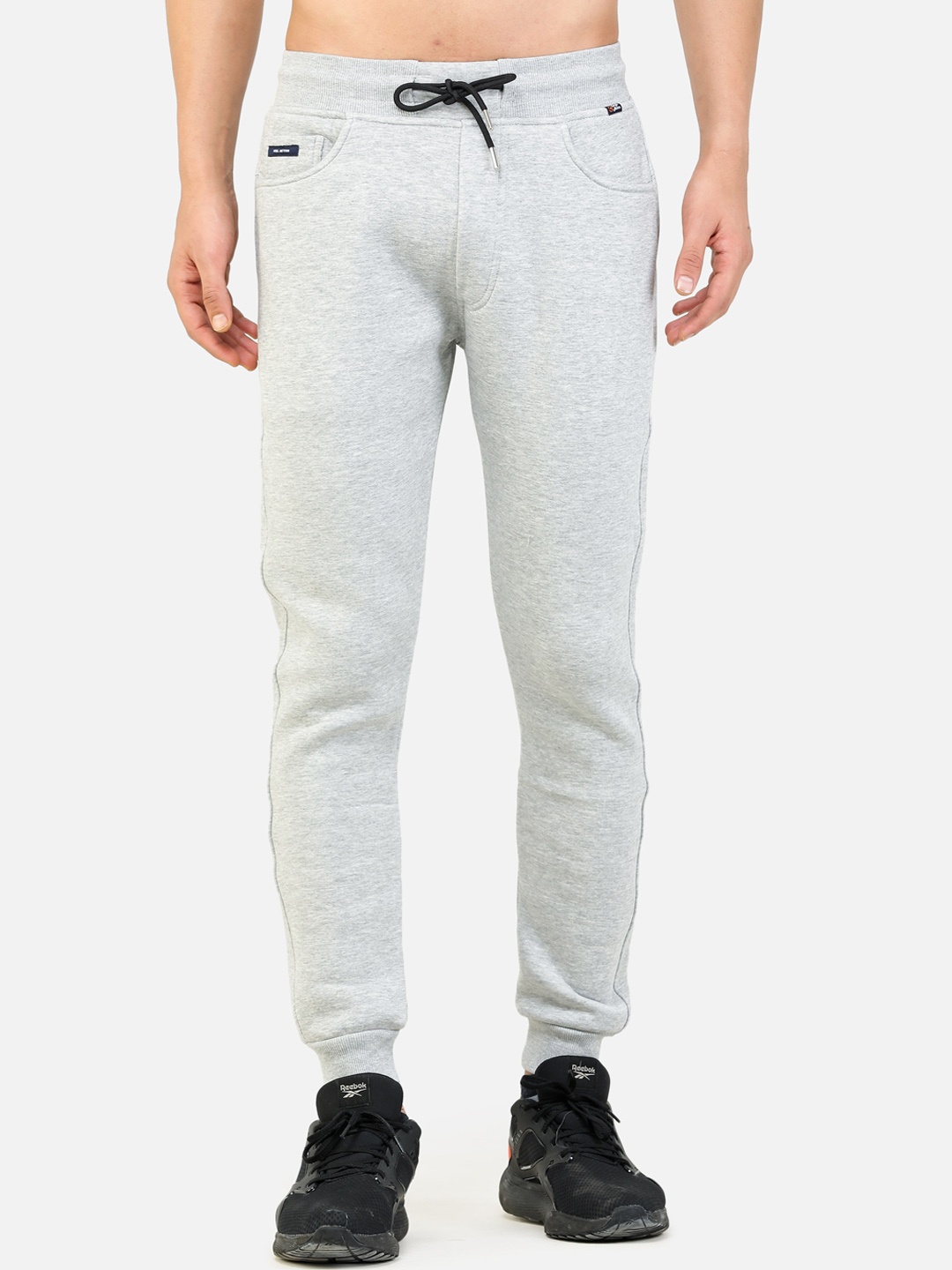 

COLVYNHARRIS JEANS Men Light Grey Solid Cotton Track Pants