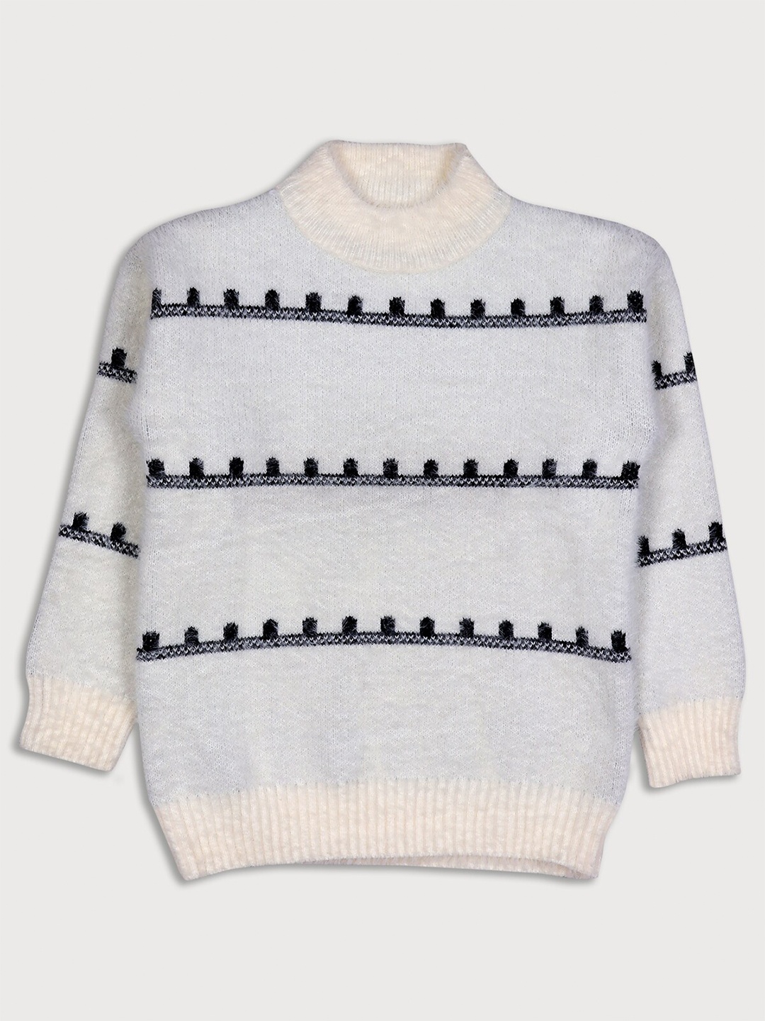 

Albion Boys Blue Striped Wool Pullover With Fuzzy Detail