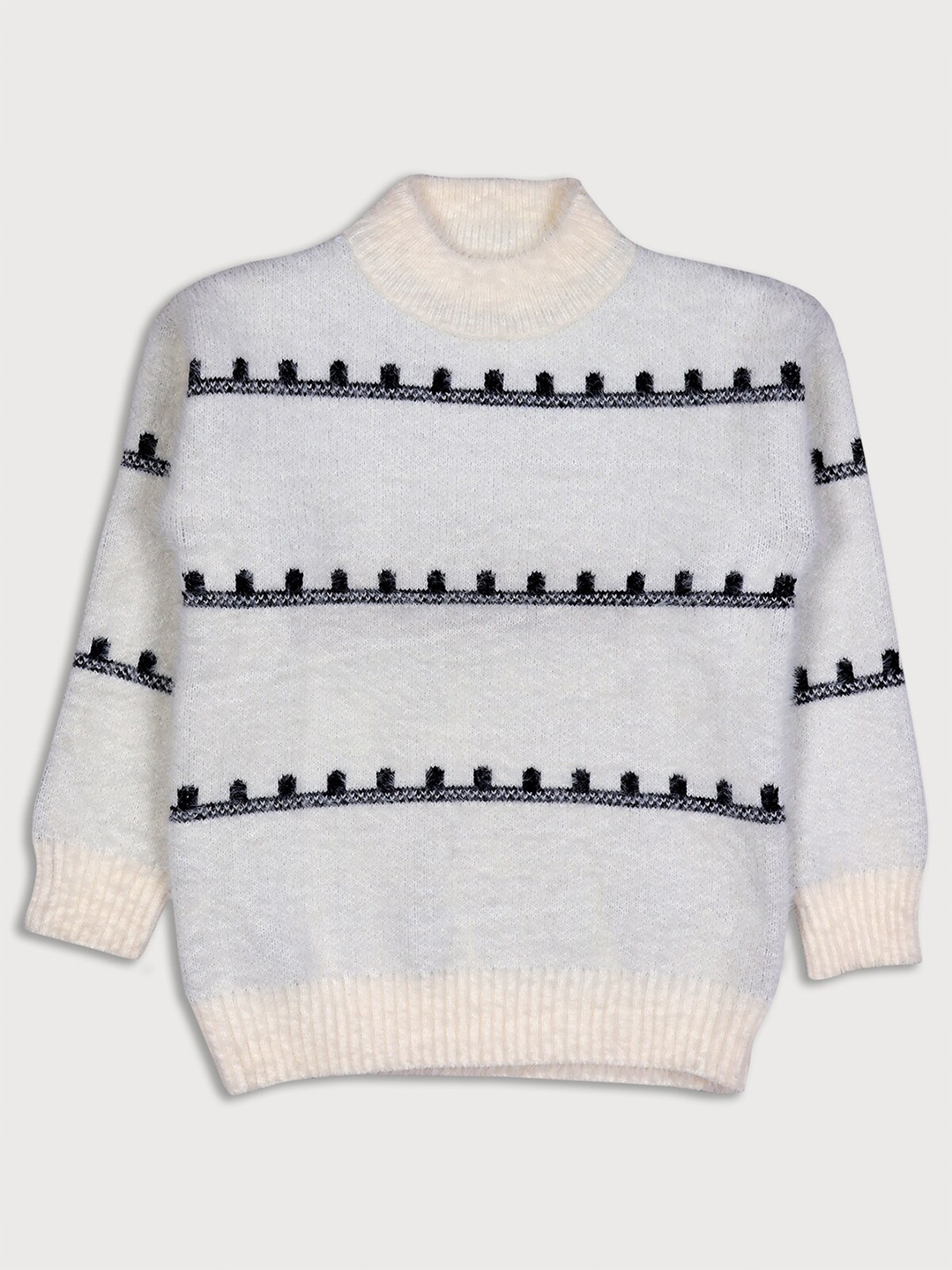 

Albion Boys Blue Striped Wool Pullover With Fuzzy Detail