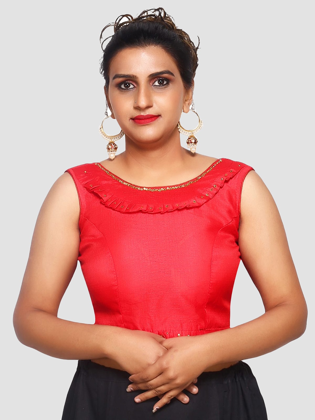 

Trendzmy Red Solid Saree Blouse