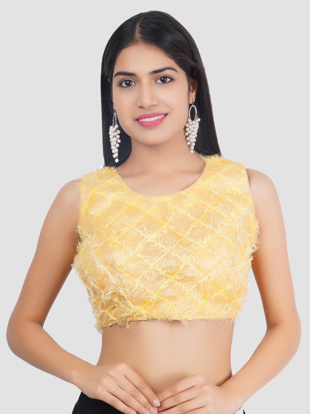 Trendzmy Beige Colored Embroidered Pure Cotton Silk Saree Blouse