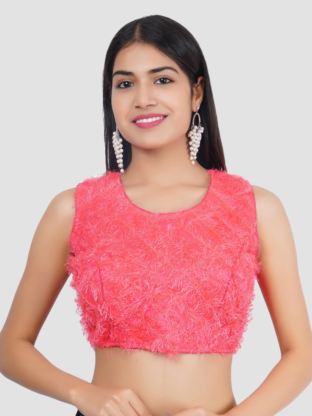 

Trendzmy Peach-Colored Embellished Saree Blouse