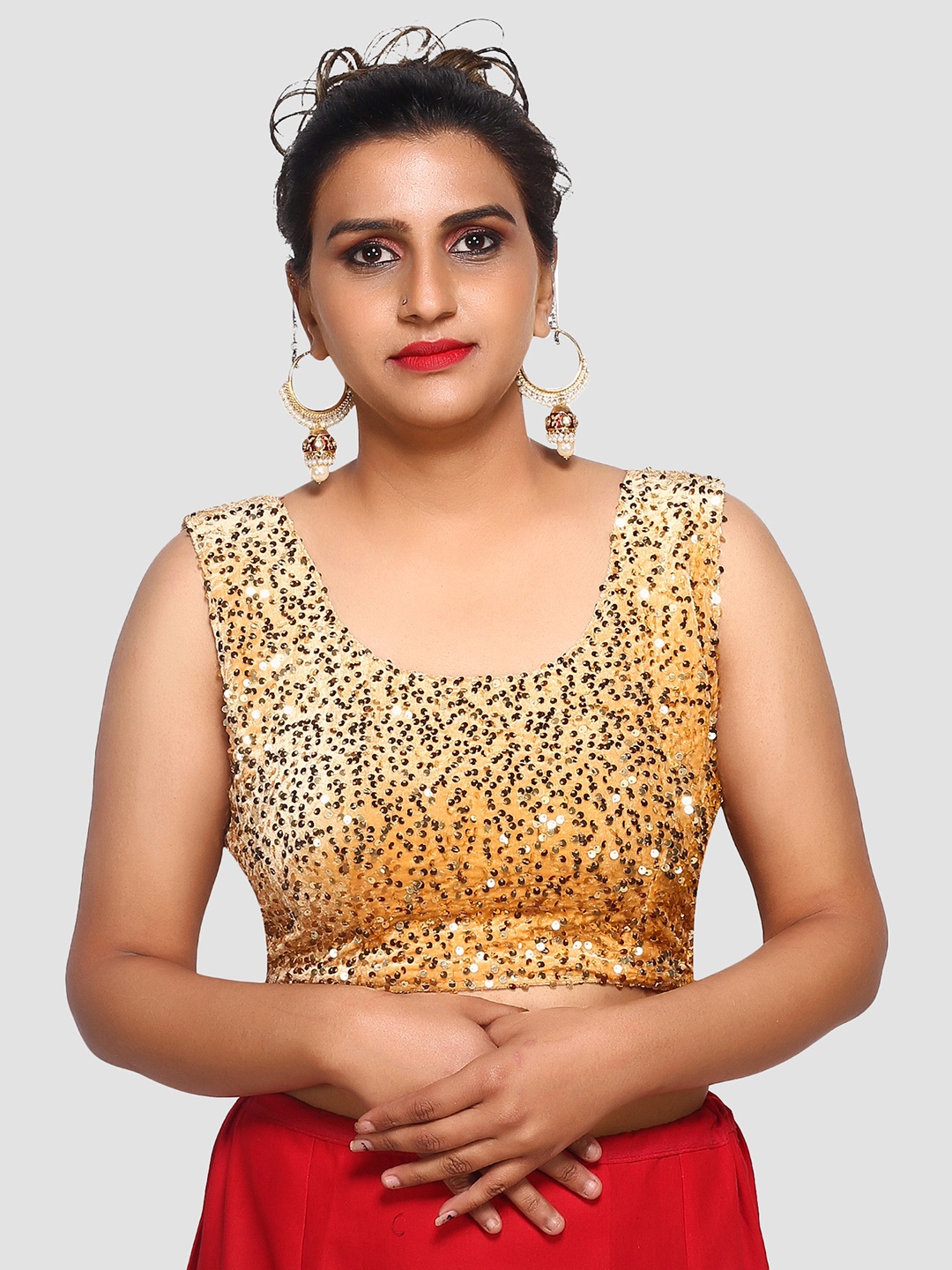 

Trendzmy Beige Embroidered Readymade Saree Blouse
