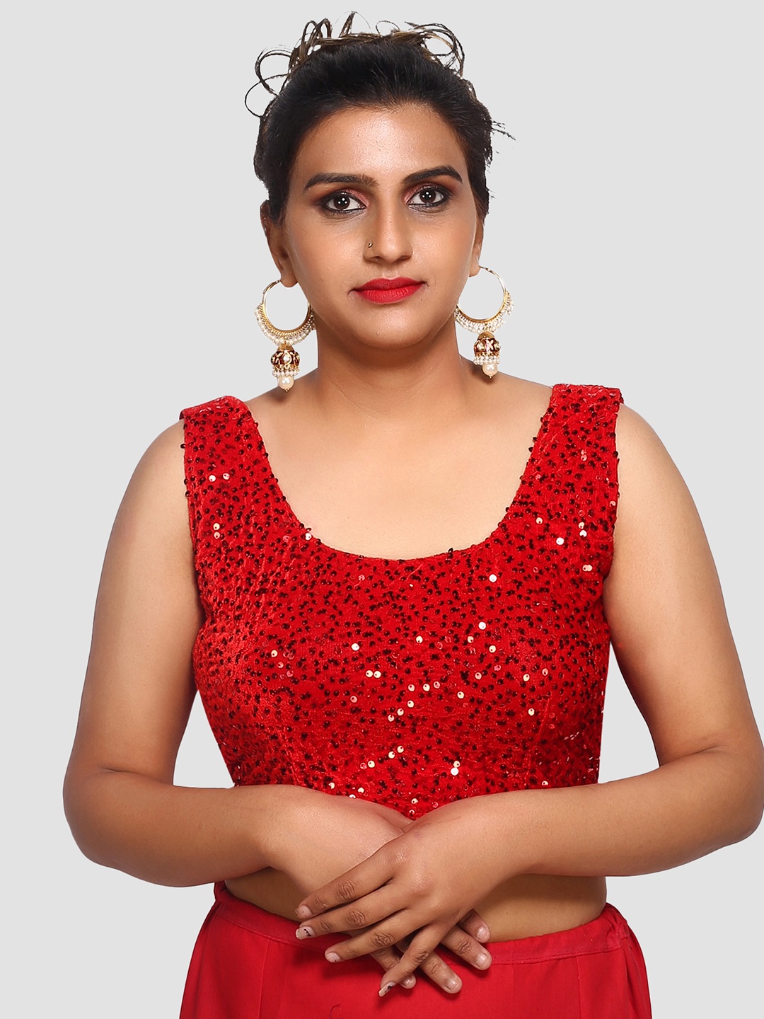 

Trendzmy Red Sequinned Saree Blouse