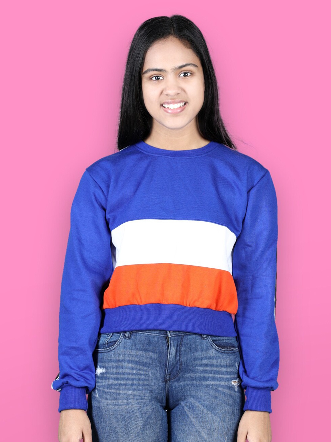

Cutiekins Girls Blue & White Colourblocked Sweatshirt