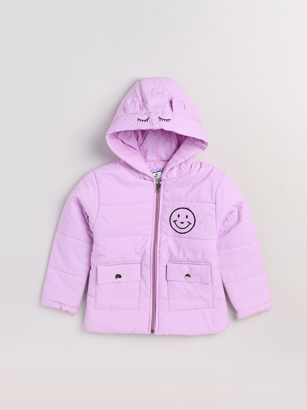 

Toonyport Unisex Kids Purple Puffer Jacket with Embroidered