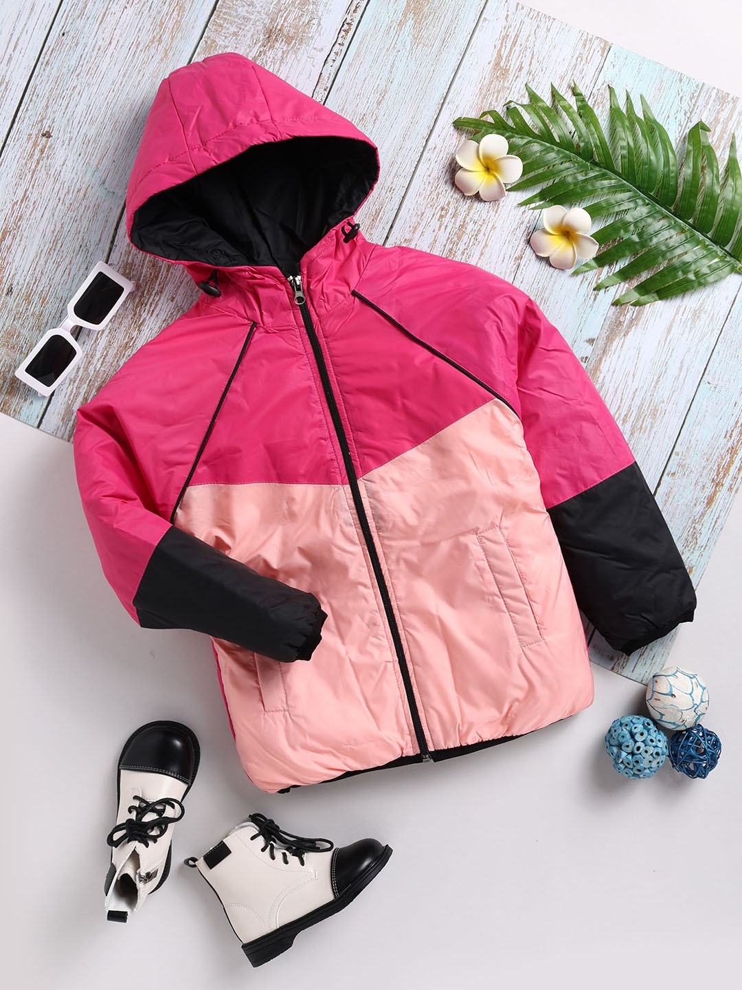 

Toonyport Girls Pink Colourblocked Padded Jacket