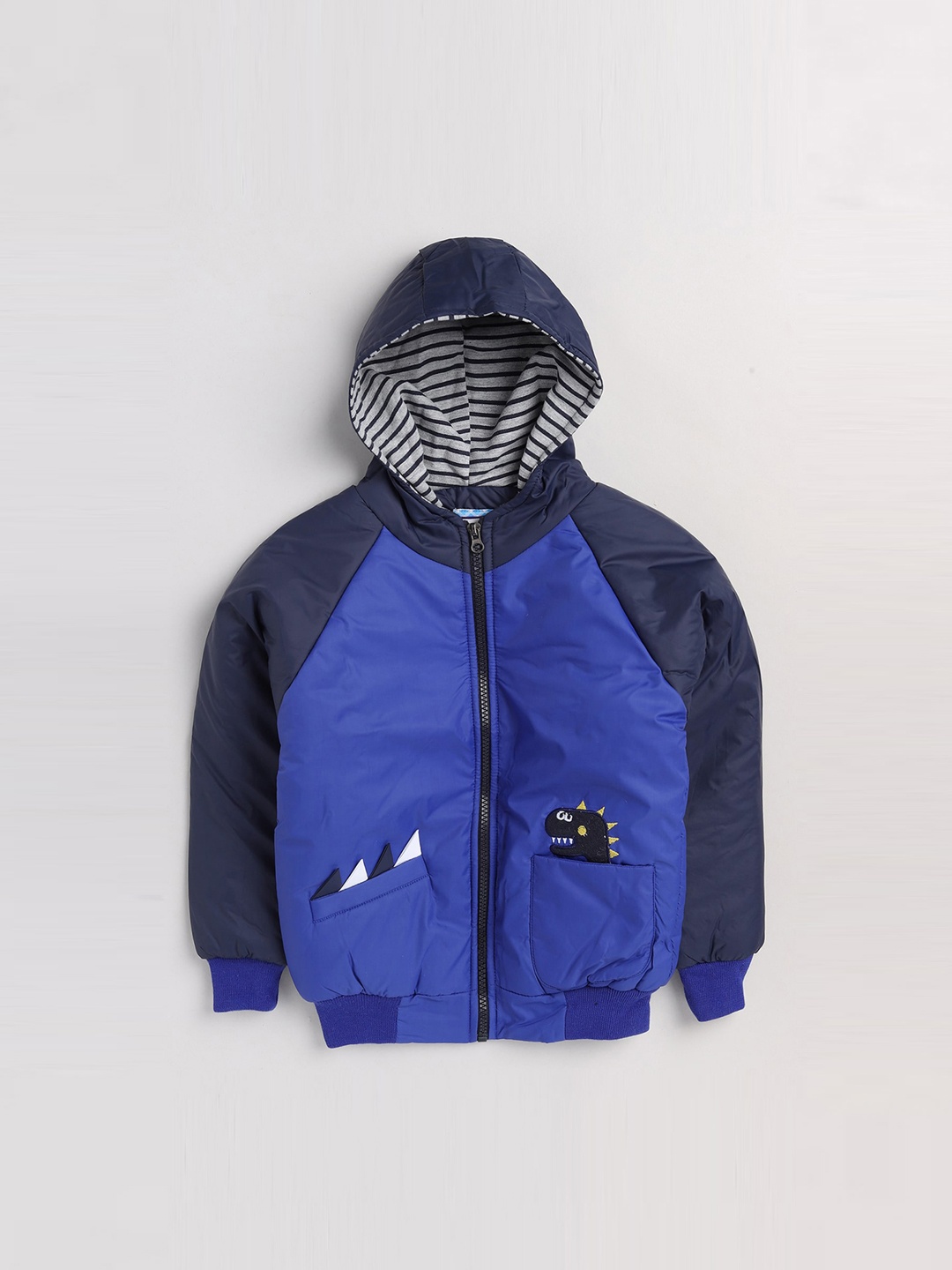 

Toonyport Unisex Kids Navy Blue Bomber with Patchwork Jacket
