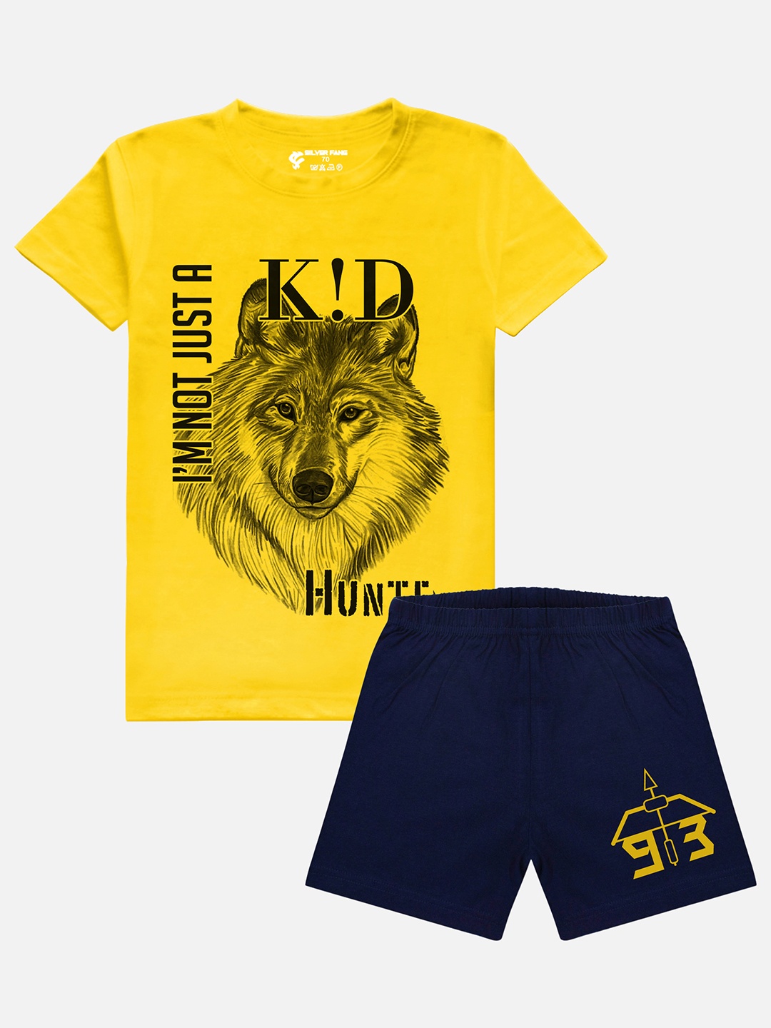 

Silver Fang Boys Green & Blue Printed Pure Cotton T-shirt with Shorts