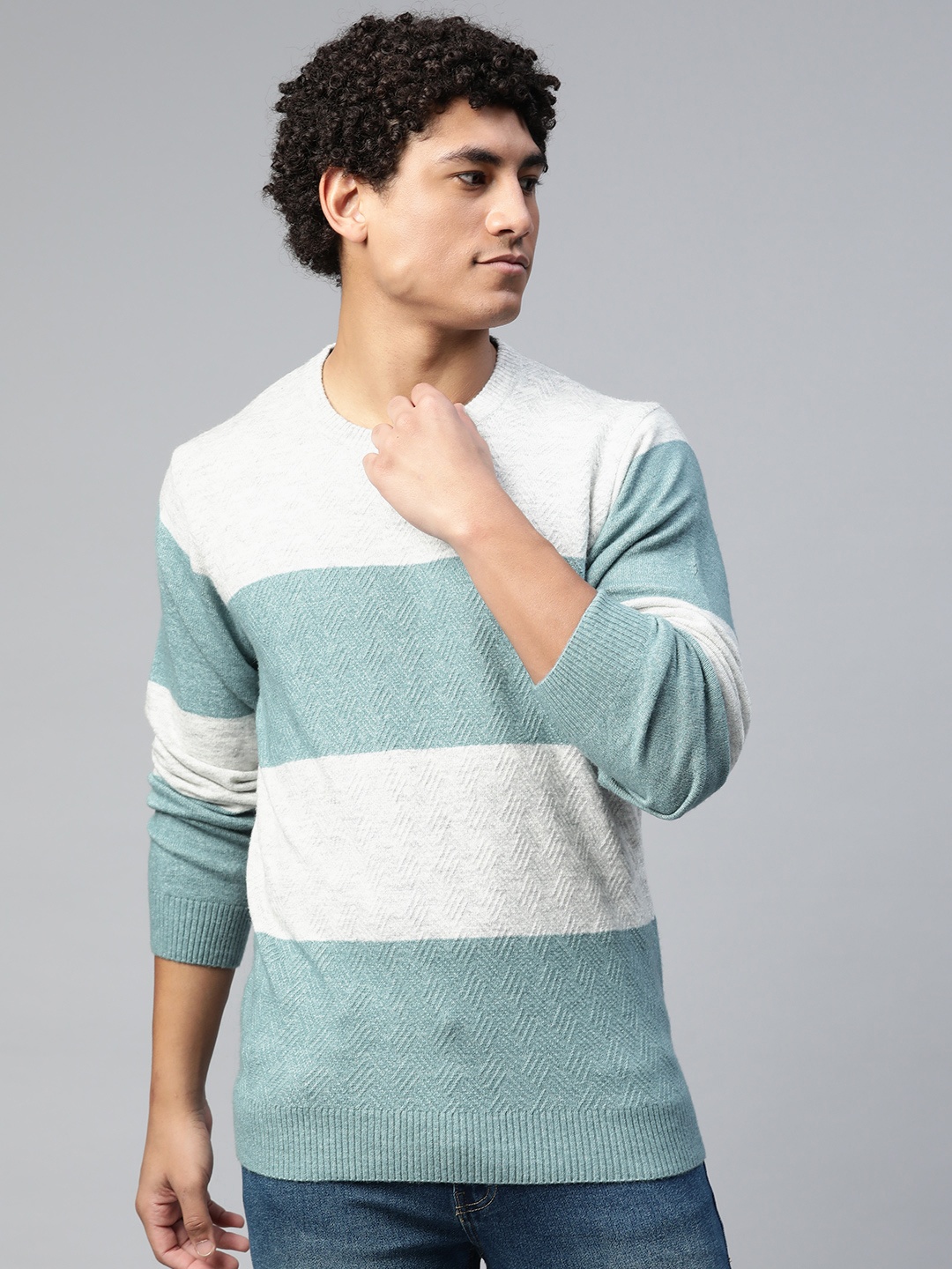

Pierre Carlo White & Blue Striped Pullover