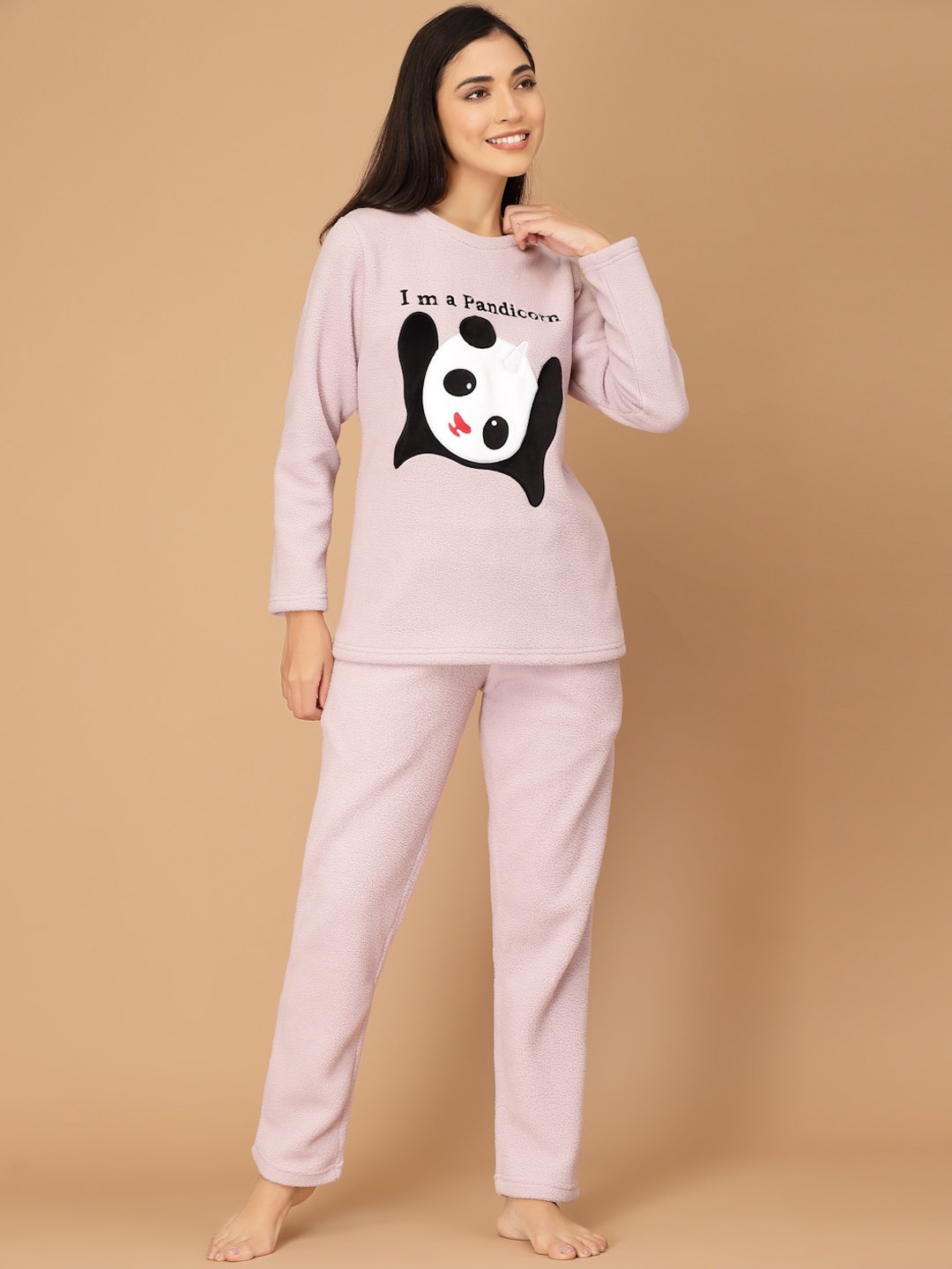 

Sweet Dreams Polar Fleece Applique Detail Winter Pyjama Set, Lavender