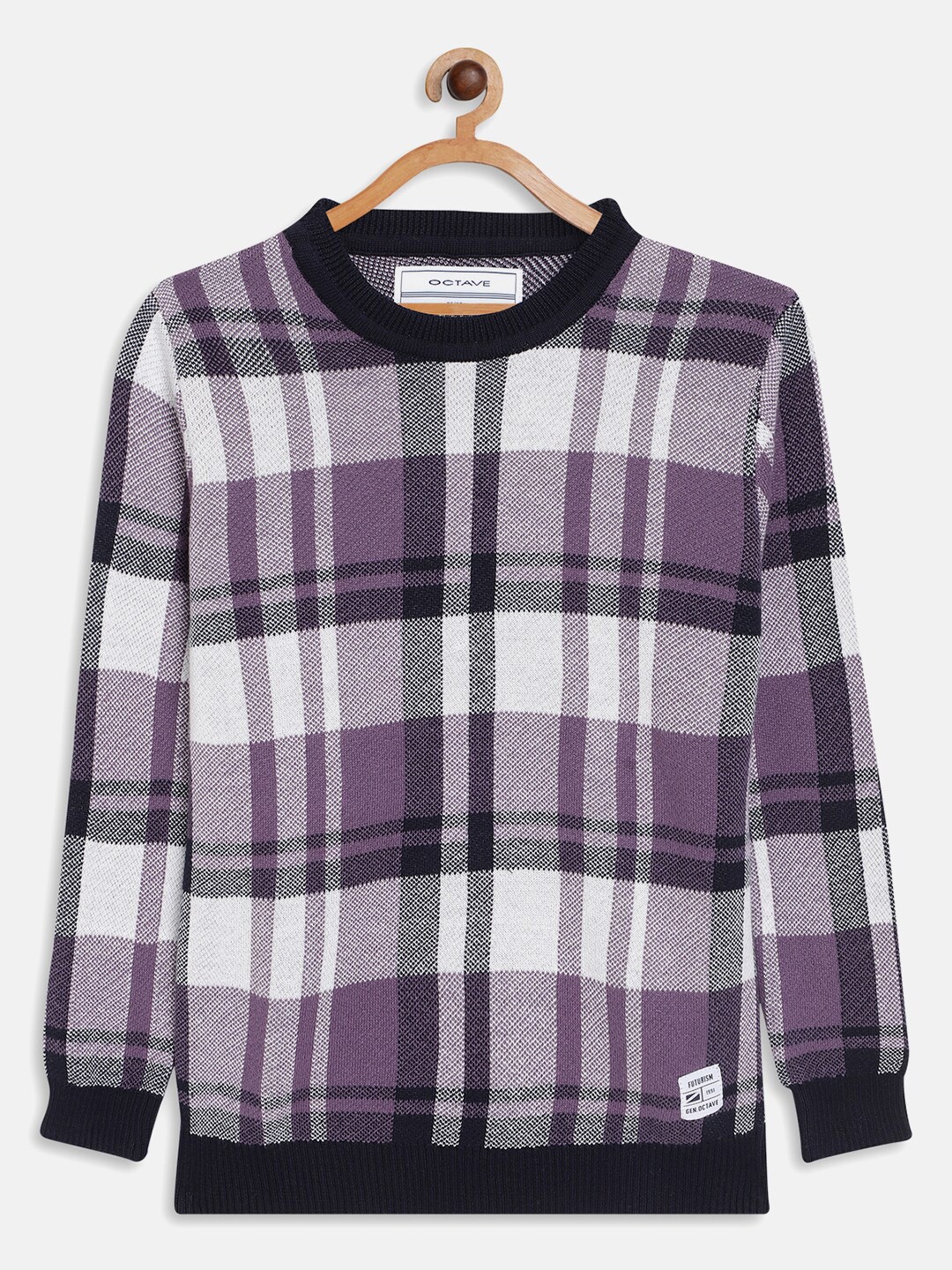 

Octave Boys Purple & White Checked Cotton Pullover