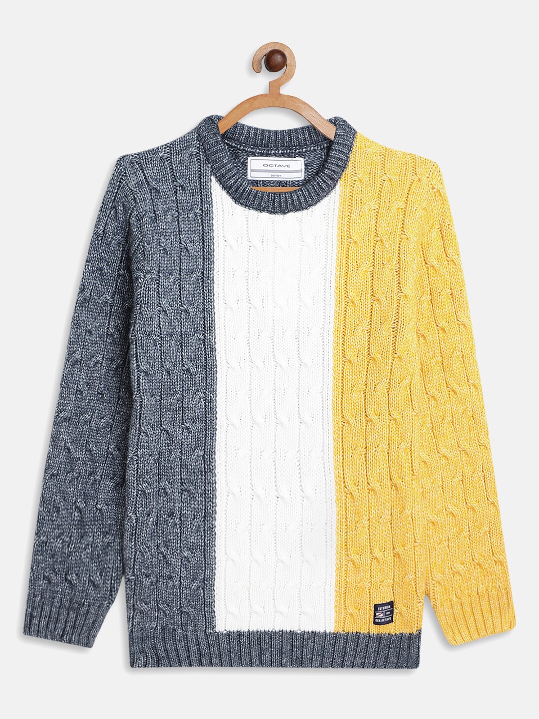 

Octave Boys Grey & Yellow Colourblocked Acrylic Pullover Sweater