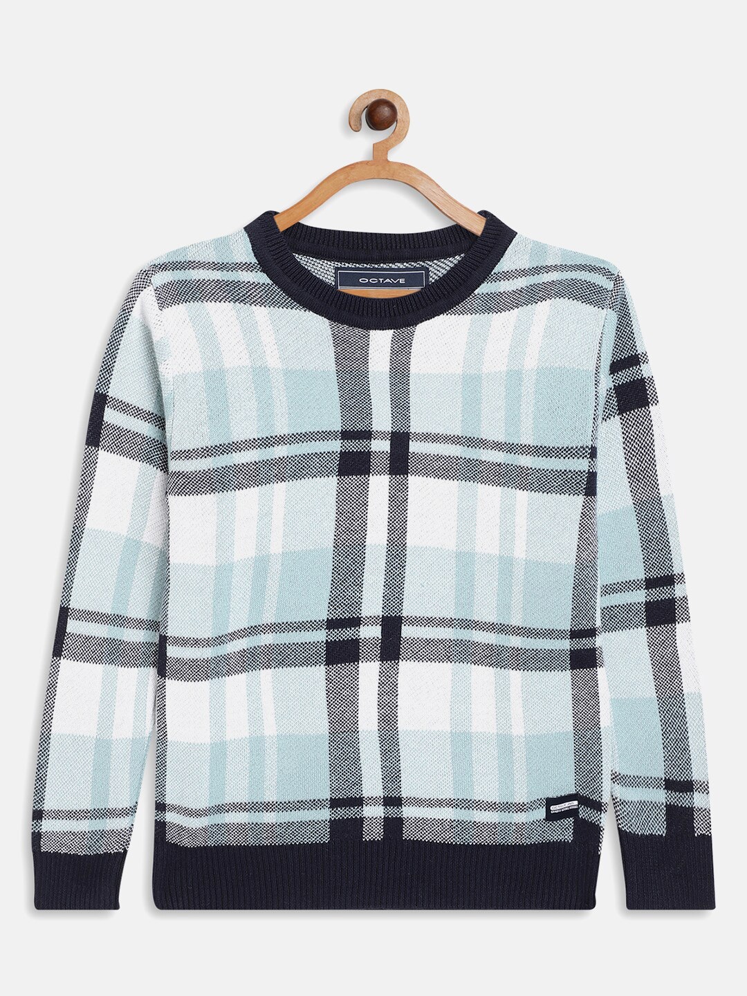 

Octave Boys Blue & White Checked Checked Cotton Pullover