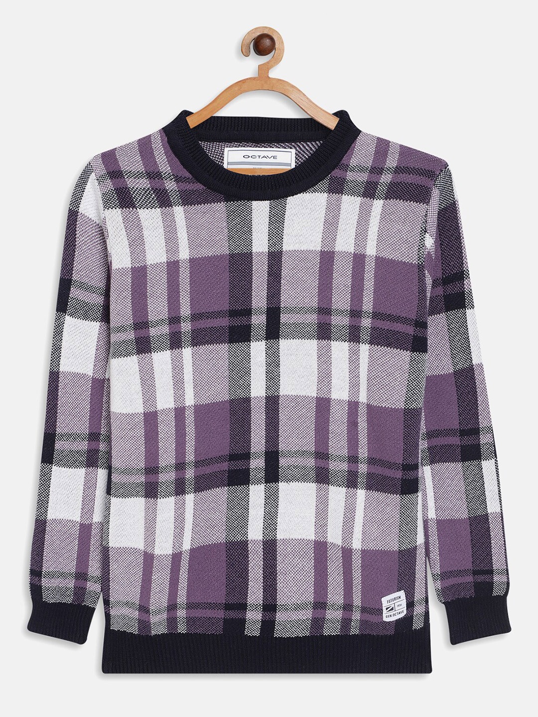 

Octave Boys Purple & White Checked Cotton Pullover