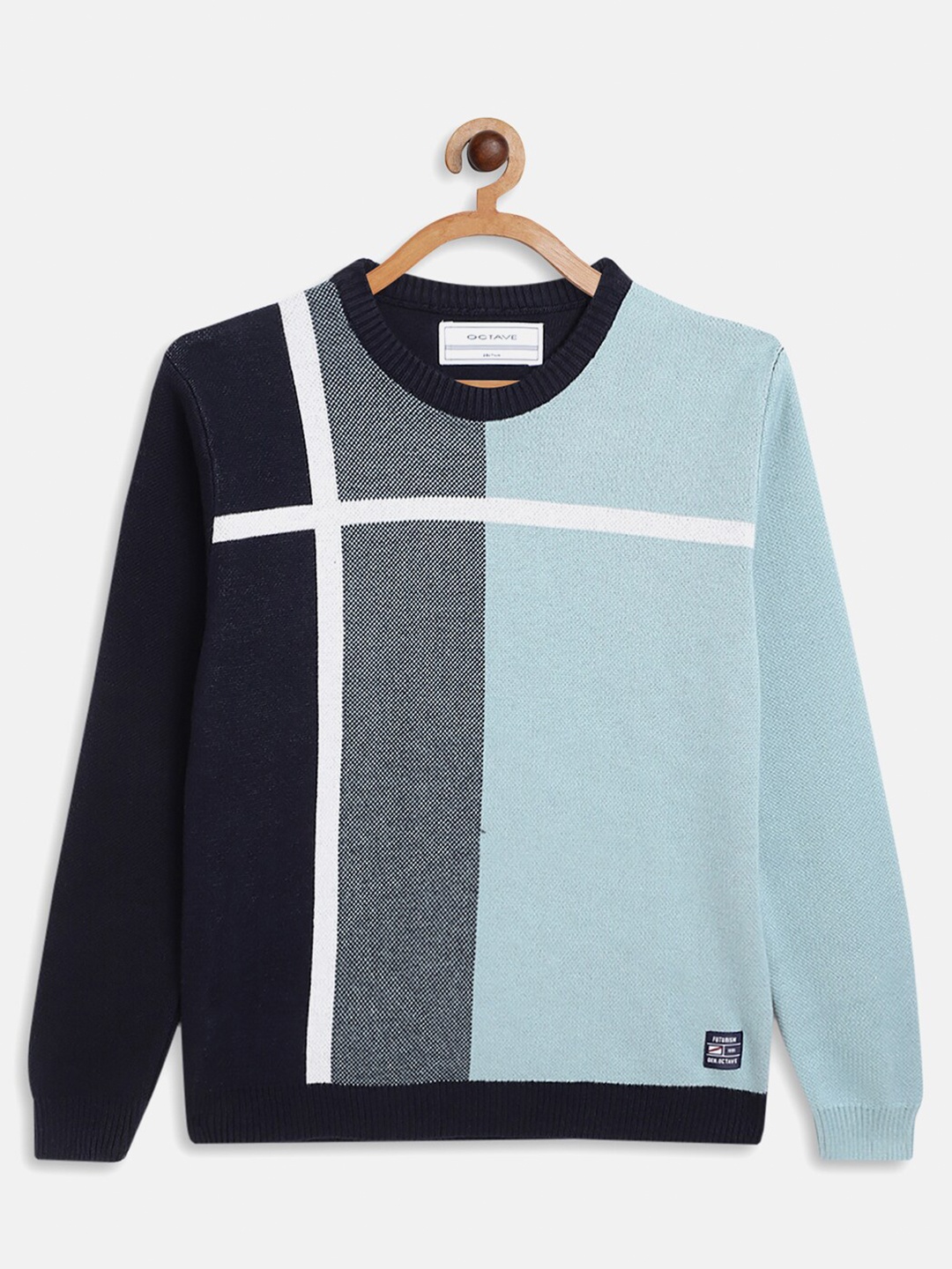 

Octave Boys Blue & Black Colourblocked Cotton Pullover Sweater