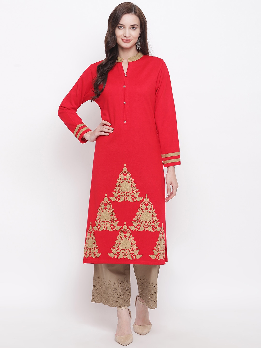 

FABNEST Women Red Ethnic Motifs Printed Kurta