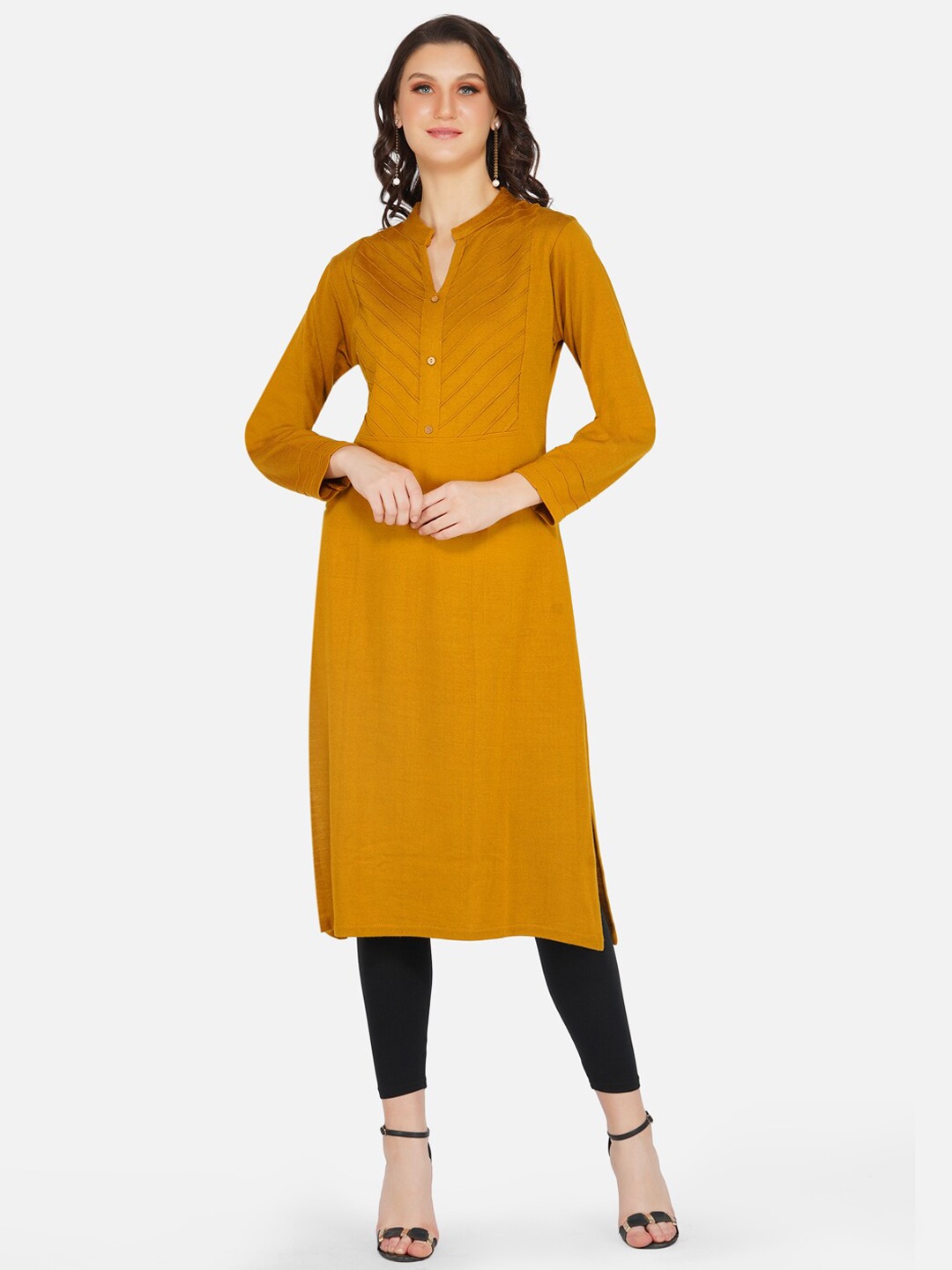 

FABNEST Women Mustard Yellow Kurta