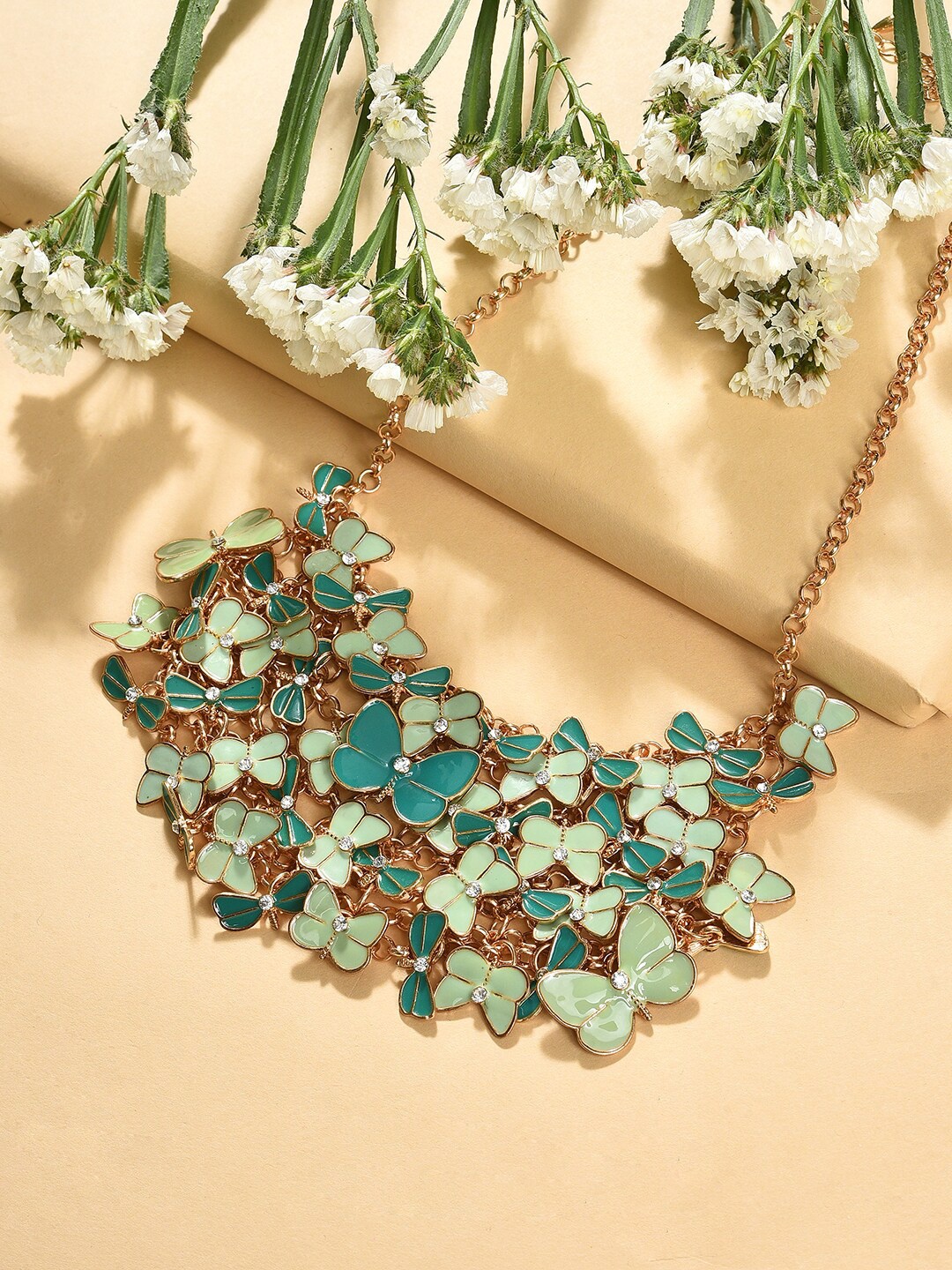 

SOHI Gold-Toned & Green Gold-Plated Necklace