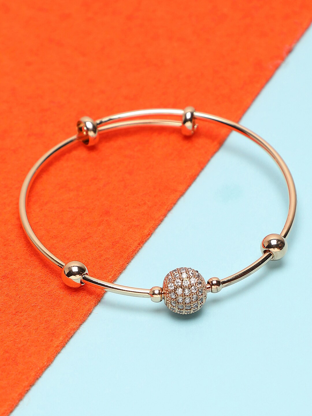 

SOHI Women Gold-Toned & White Gold-Plated Kada Bracelet