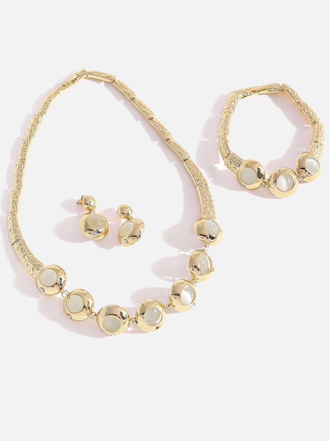 

SOHI Gold-Plated White Stone Studded Jewellery Set