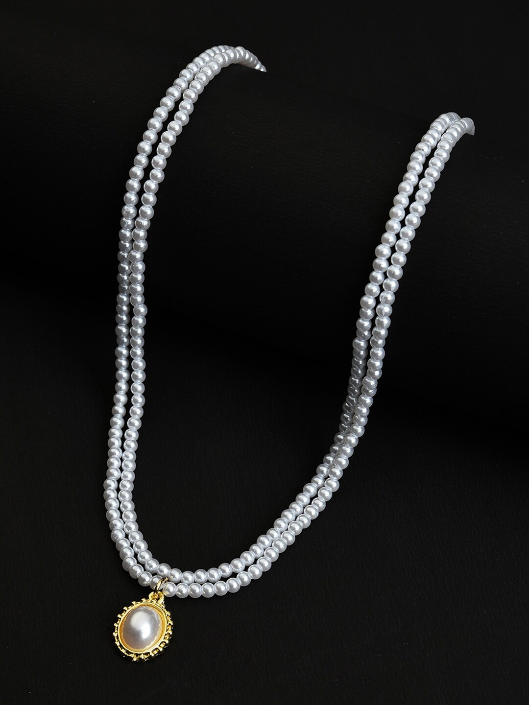 

SOHI Gold-Toned & White Gold-Plated Beaded Chain