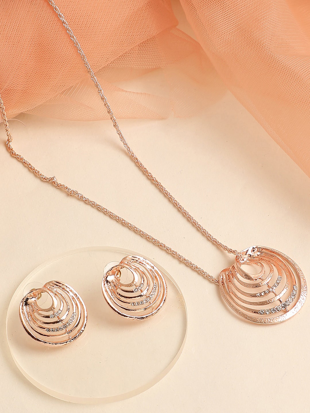 

SOHI Women Rose Gold-Plated White Stone-Studded Jewellery Set