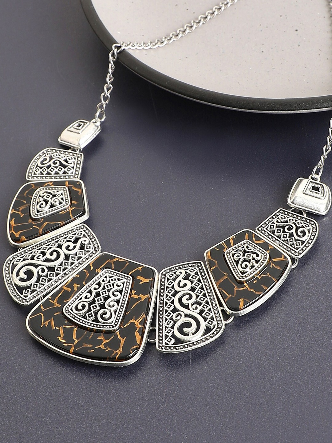 

SOHI Silver-Plated & Brown Silver-Plated Necklace