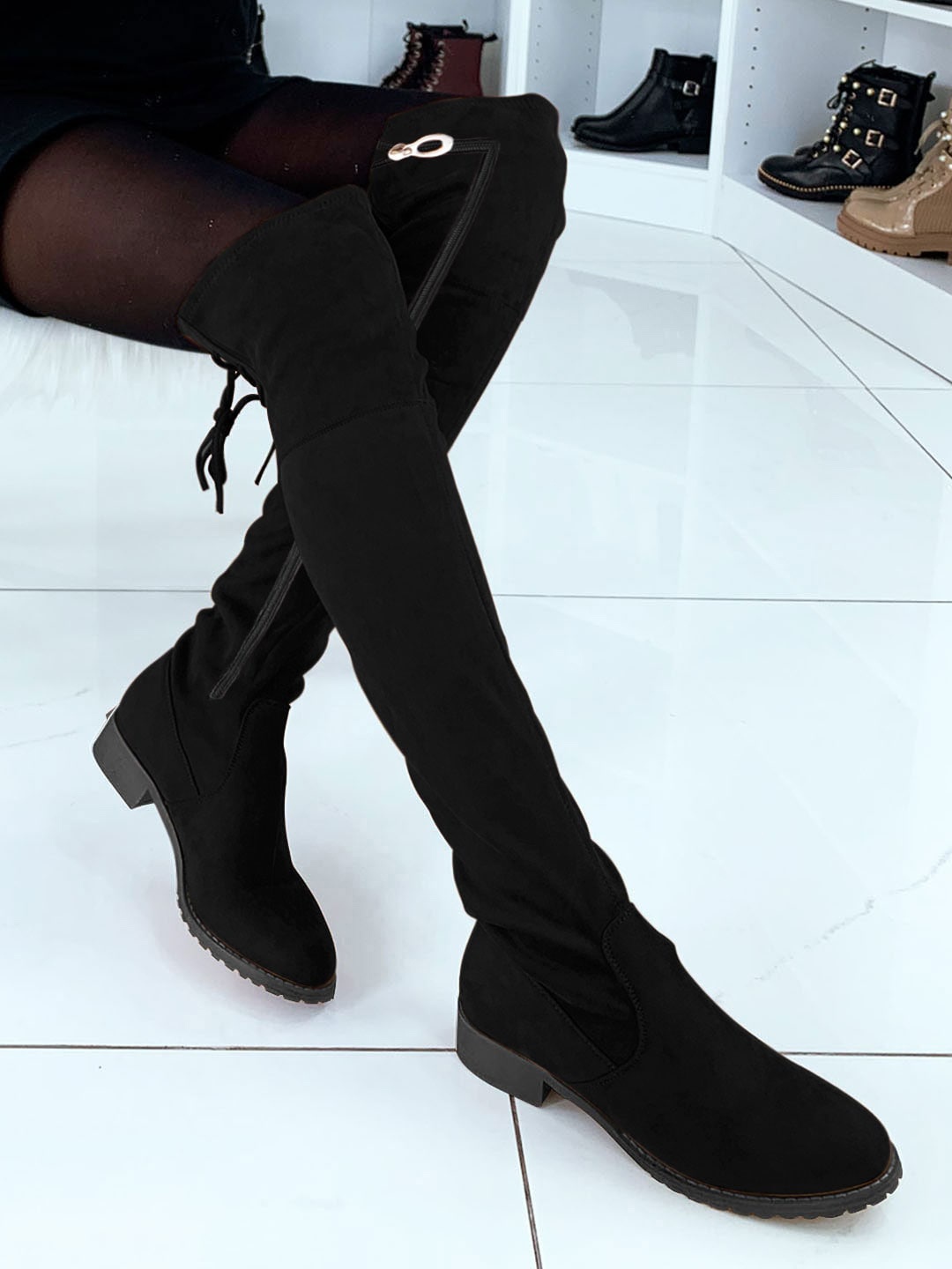 

Shoetopia Women Black Solid Knee High Boots