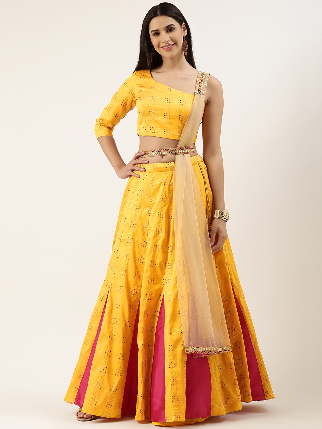 

Ethnovog Mustard Ready to Wear Lehenga Blouse With Dupatta
