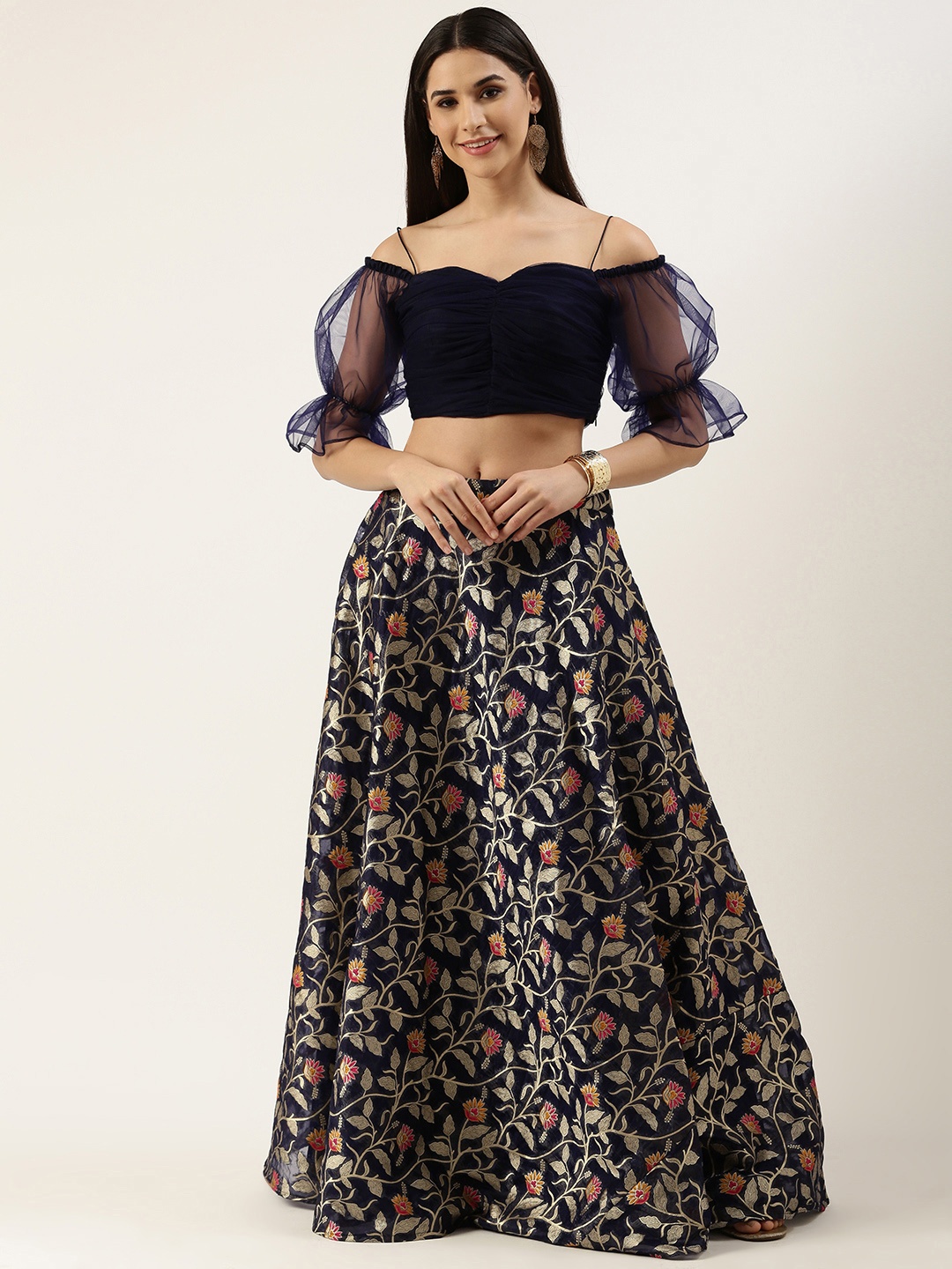 

Ethnovog Blue Ready to Wear Lehenga Choli