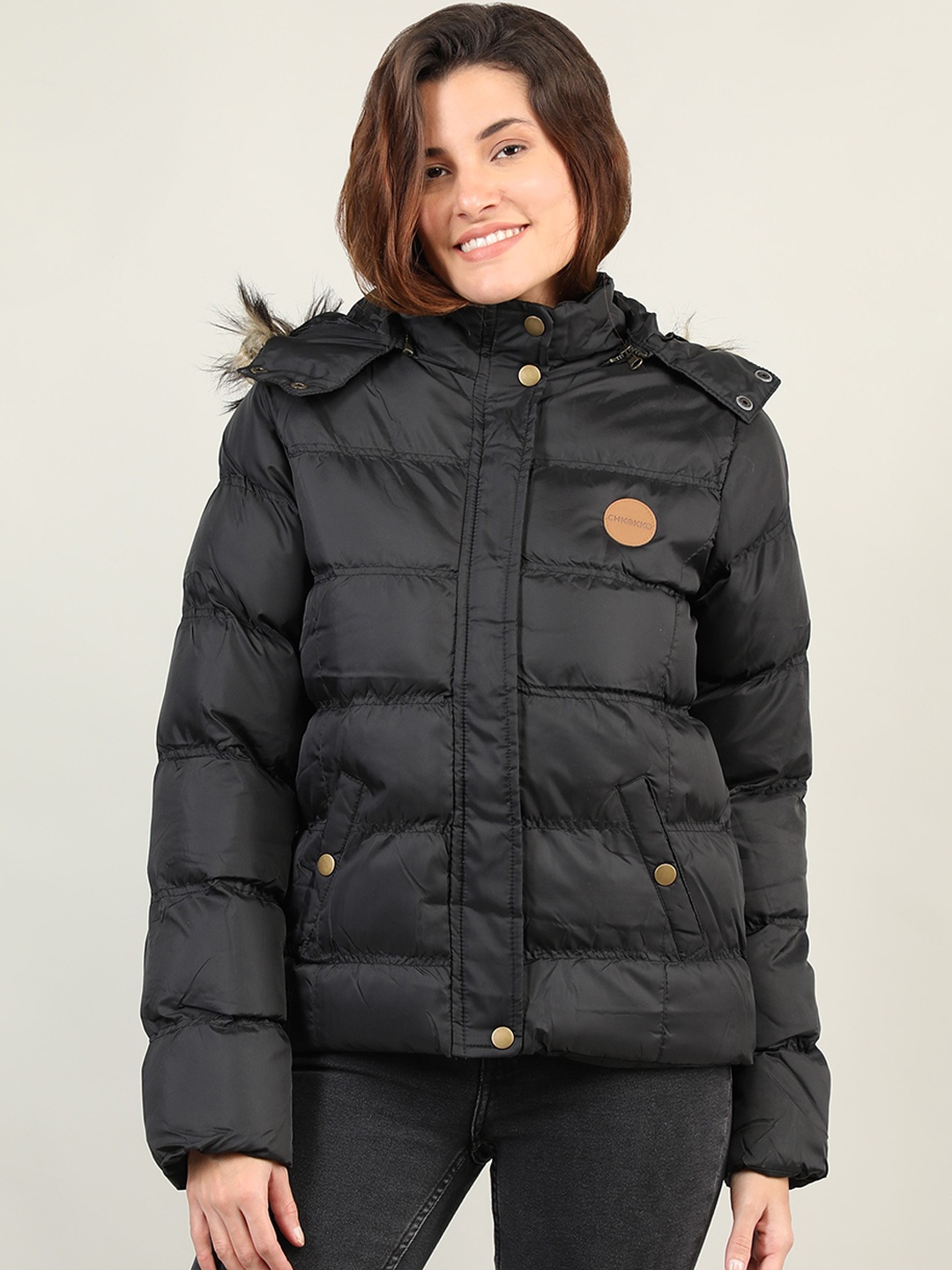 

CHKOKKO Women Black Lightweight Outdoor Padded Jacket