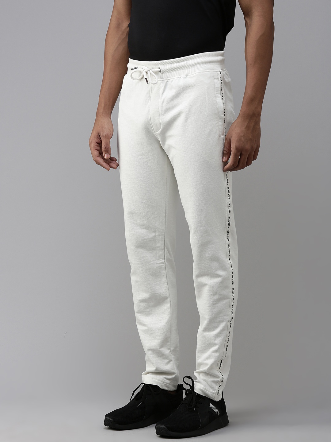 

U.S. Polo Assn. Denim Co. Men Solid With Side Taping Detail Regular Mid Rise Track Pants, White