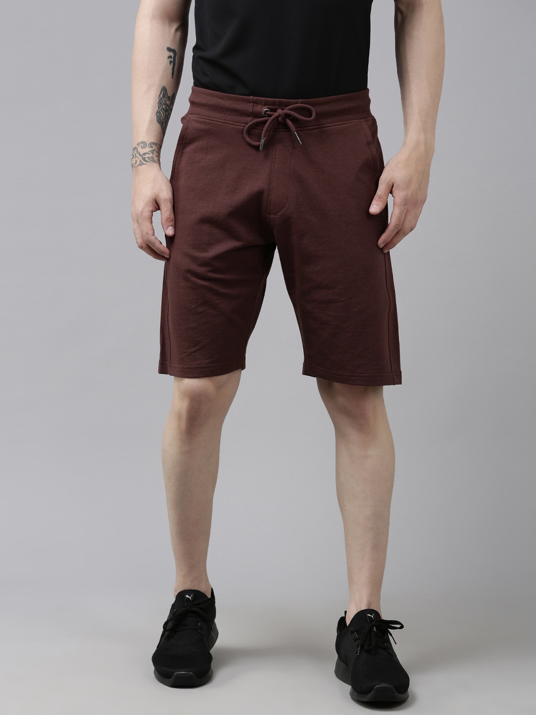 

U.S. Polo Assn. Denim Co. Men Solid Regular Fit Mid-Rise Knitted Shorts, Burgundy